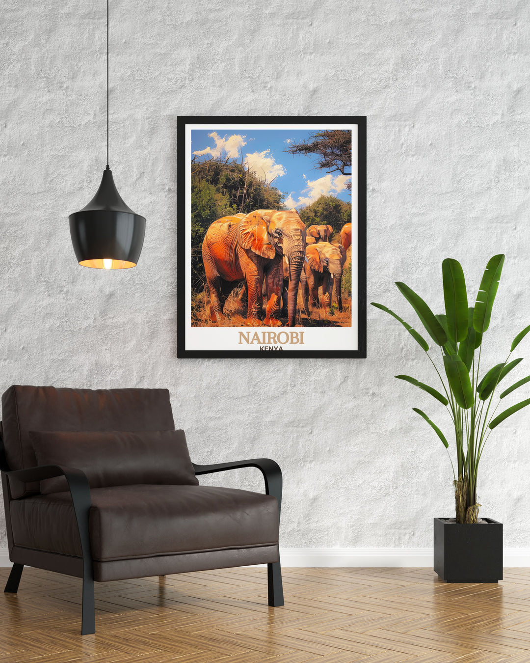 Stunning Kenya wall art featuring majestic elephants and other African wildlife from the David Sheldrick Wildlife Trust ideal for elegant home decor