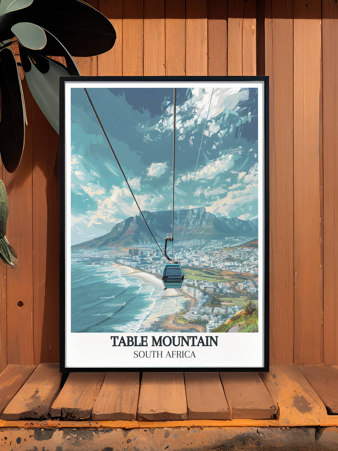 Our National Park Poster of Table Mountain includes the Aerial Cableway making it an ideal gift for travel enthusiasts and nature lovers looking for unique wall art