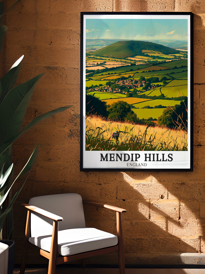 Featuring the Mendip Hills, Somerset Levels, and Blackdown Hills, this canvas art celebrates the scenic beauty of Englands countryside. Perfect for adding a touch of nature to your living space, this artwork is ideal for those who love peaceful landscapes.