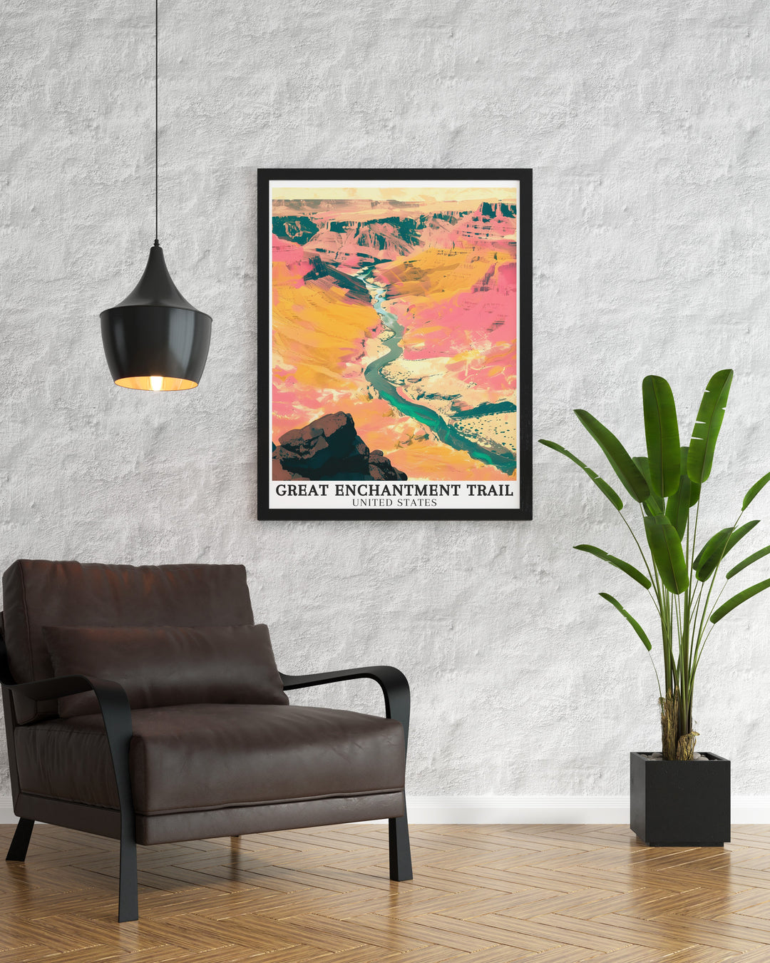 Grand Enchantment Trail travel posters. Featuring stunning views of the Grand Enchantment Trail, Grand Canyon, and Colorado River, these travel posters bring the beauty of Arizonas hiking trails into your home. Perfect for nature enthusiasts and art lovers.