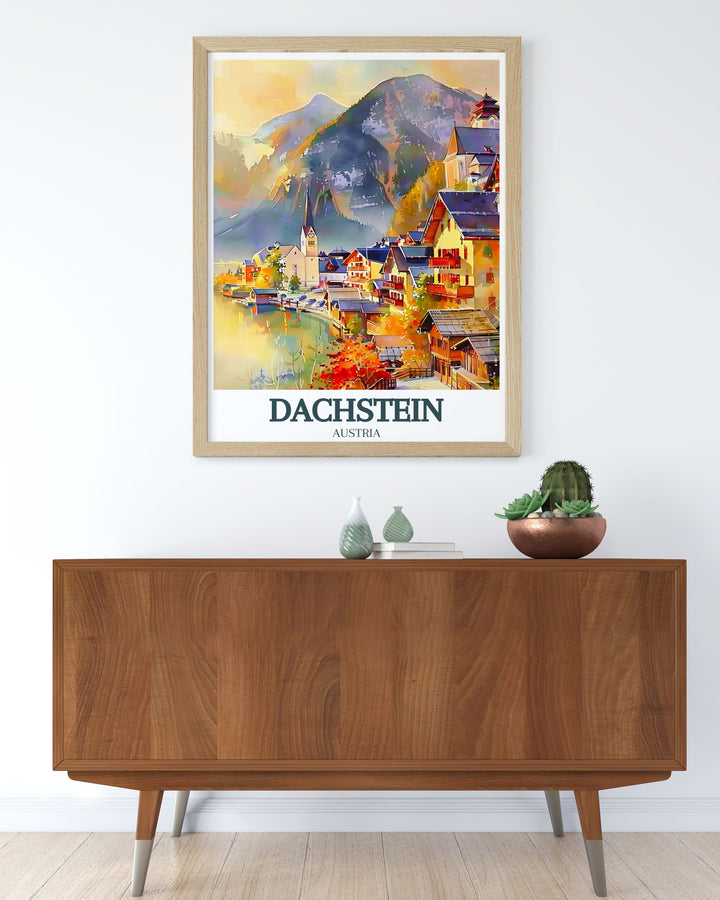 Stunning Hallstatt Lake, Village of Hallstatt wall art capturing the picturesque scenery and serene atmosphere of the village and lake a perfect addition to any home decor collection.