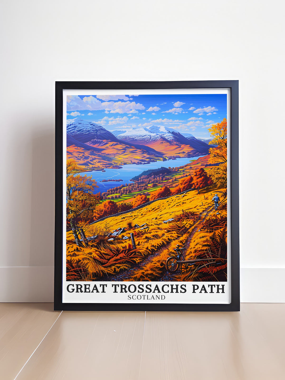 Scottish Highlands landscape art. Capturing the breathtaking views of Scotlands landscapes and the serene beauty of Loch Katrine, this scenic art is perfect for anyone looking to enhance their home with the beauty of the Scottish Highlands. Ideal for wall decor.