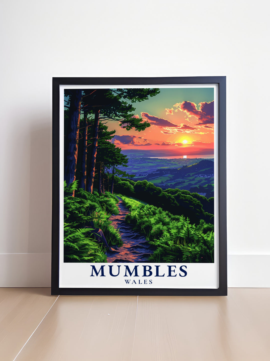 Decorate your walls with this beautiful Mumbles Hills Nature Reserve artwork featuring lush green expanses and tranquil vistas ideal for elegant home decor