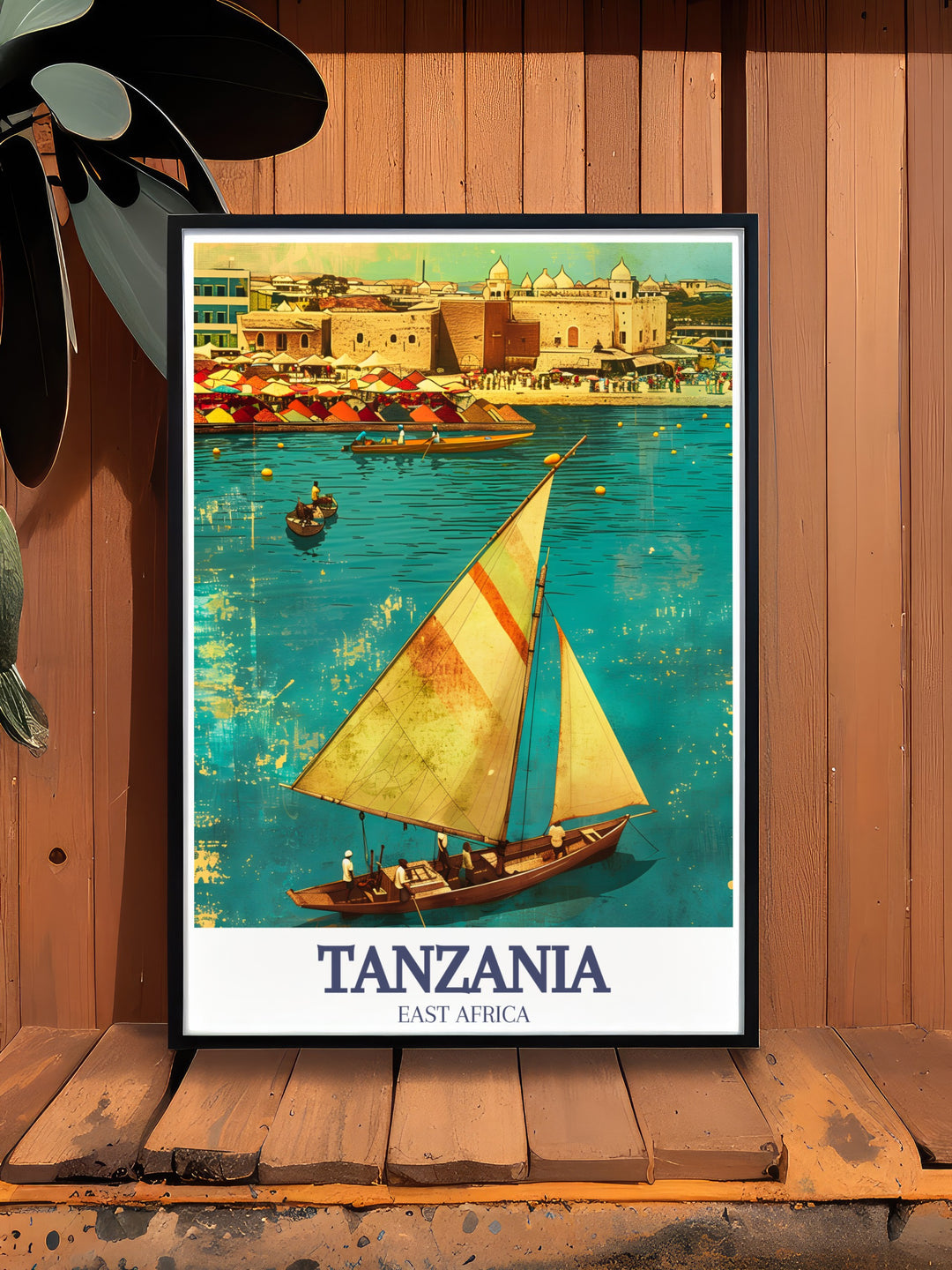 A detailed travel print of Tanzania and Zanzibar, featuring the timeless beauty of Old Towns historic streets. The vibrant colors and intricate design make this artwork ideal for adding a touch of African culture to any room, celebrating the rich heritage of Tanzania.