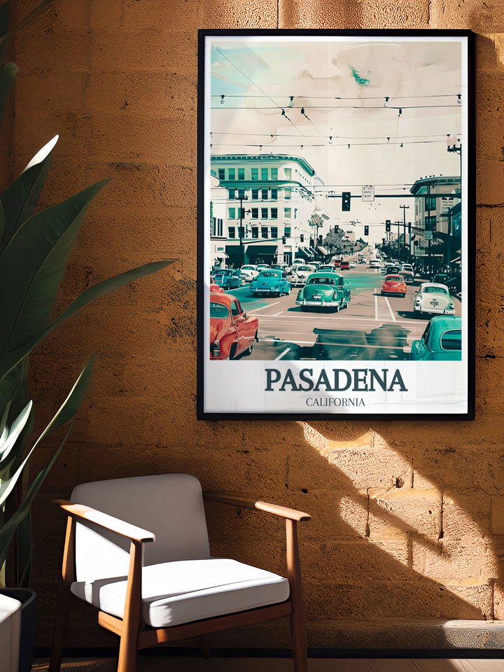 Modern Pasadena colorful art of Old Pasadena, Colorado Boulevard. A perfect choice for anniversary or birthday gifts. Adds a vibrant touch to any room