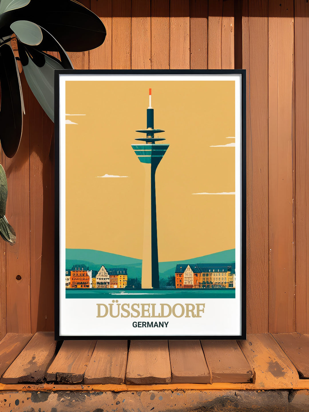 Bring the elegance of Düsseldorfs Rheinturm into your home with this canvas print. The striking depiction of the tower and surrounding skyline is ideal for anyone who appreciates modern European architecture and wants to showcase it in their decor.