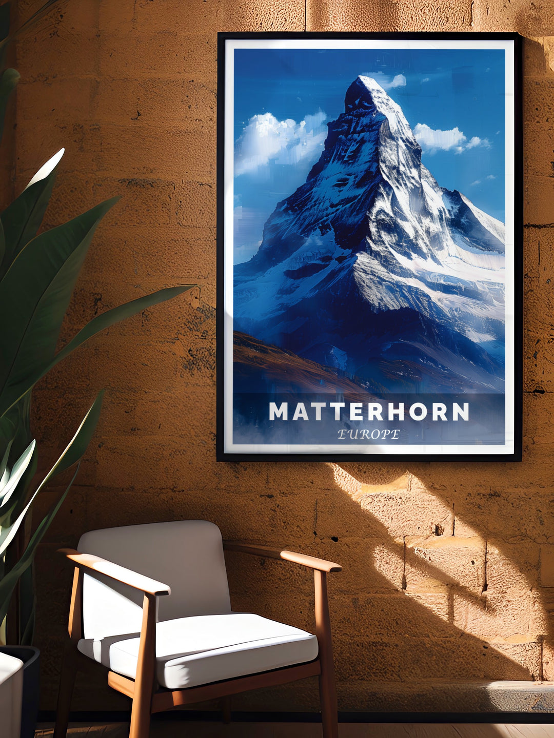 Mountain Stunning Living Room Decor featuring the Matterhorn with detailed artwork of snowy peaks ideal for modern decor and alpine adventure