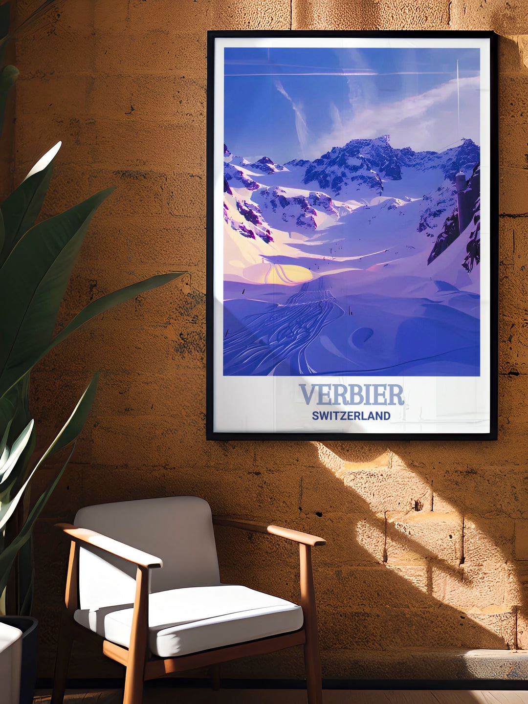 This Verbier Ski Poster features the stunning Mont Fort, the highest point in the 4 Valleys Ski Area, offering breathtaking views of the Swiss Alps. A perfect gift for skiing enthusiasts or those who appreciate the beauty of the Alps, this print brings the adventure of Verbier into your home decor.