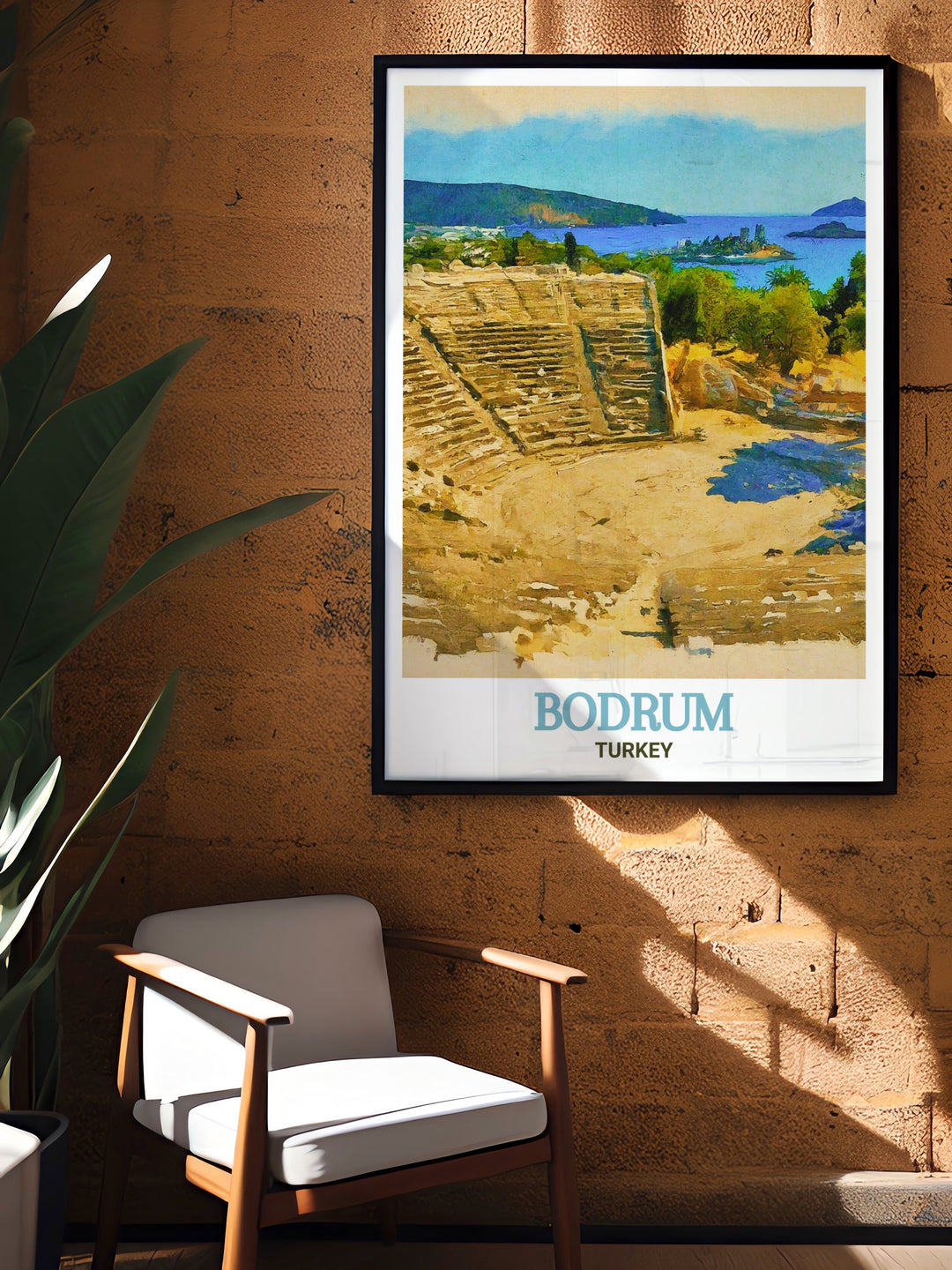 Bodrum travel gift idea featuring Bodrum Amphitheatre art print a perfect gift for travelers and history enthusiasts. This Turkey poster adds a touch of ancient Turkish culture to any space making it a thoughtful and stylish decor choice.