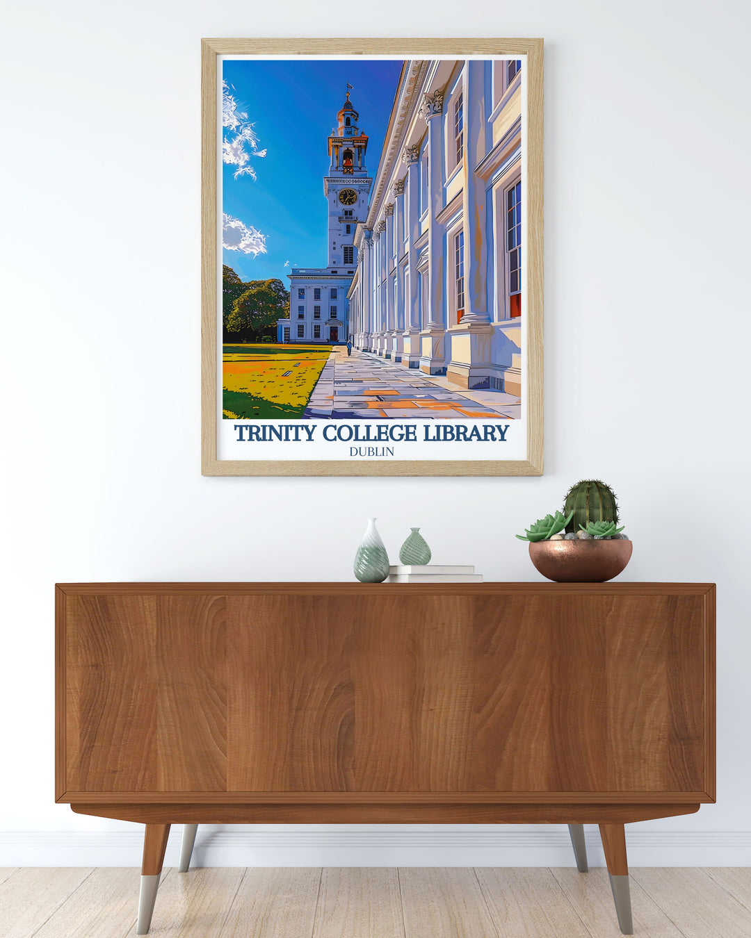 Stunning Trinity College painting featuring the Campanile bell tower a perfect addition to your Irish wall art collection and bucket list prints