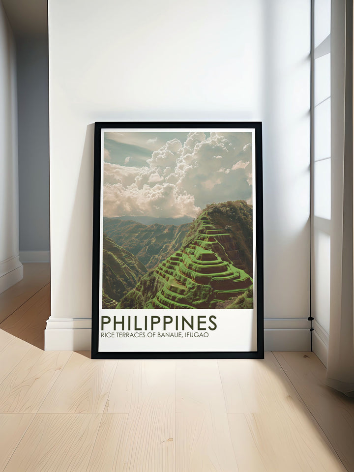 Philippines Print featuring the breathtaking Rice Terraces of Banaue Ifugao showcasing the natural wonder in vibrant colors perfect for elegant home decor and stunning wall art ideal for gifts on Christmas birthdays anniversaries and more