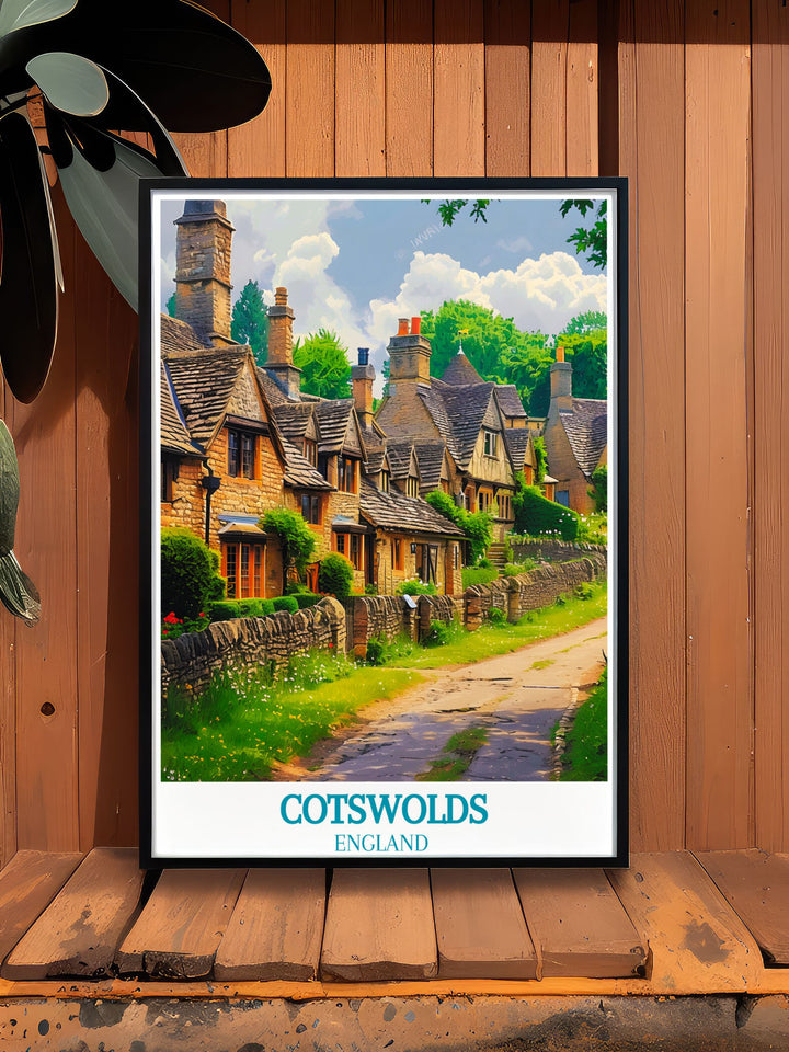 Capture the essence of the English countryside with a poster featuring the iconic sights of Bibury, including its tranquil river and picturesque cottages, perfect for enhancing any room.