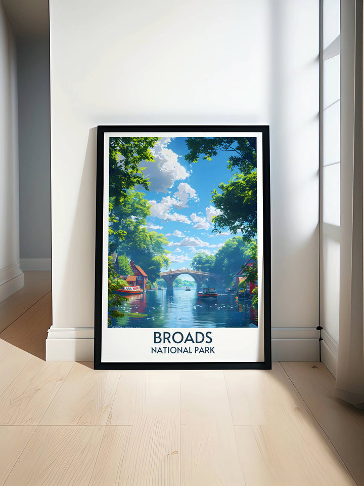 Discover the beauty of the Norfolk Broads with this Wroxham Bridge Digital Print. Perfect for home decor and gifts, this print captures the serene landscapes and historic charm of one of the UKs most beloved national parks.