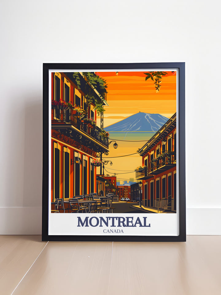 High quality print of Rue Crescent Mount Royal ideal for home decor or as a Canada travel gift vibrant colors and intricate details bringing Montreals lively and serene spots to life making this artwork a must have.