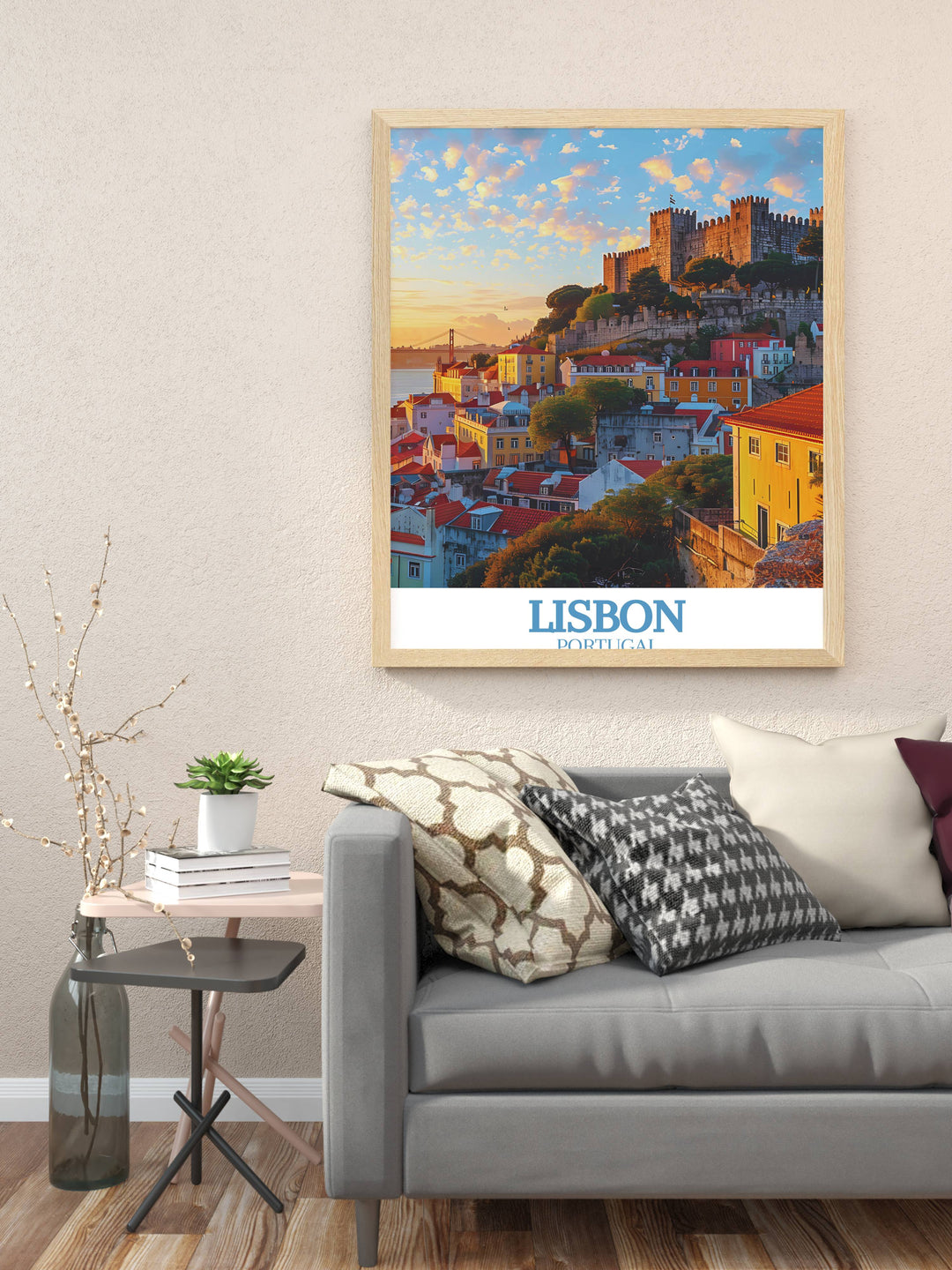 Celebrate the rich history and architectural splendor of Lisbon with our Sao Jorge Castle art print. Perfect for art enthusiasts and history buffs, this piece is a must have for any collection.