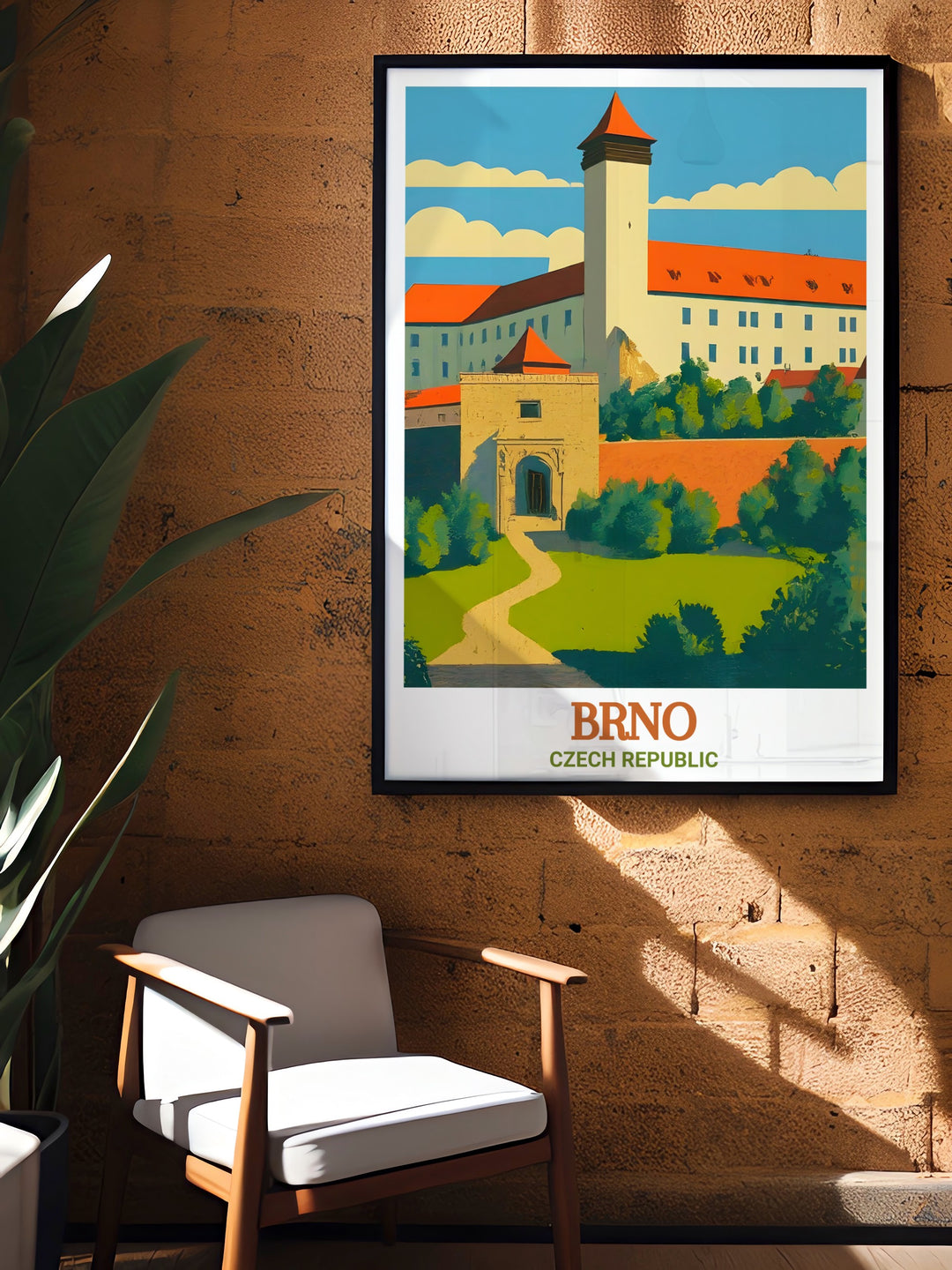 Brno city art showcasing Spilberk Castle offering a stylish and elegant home decor piece