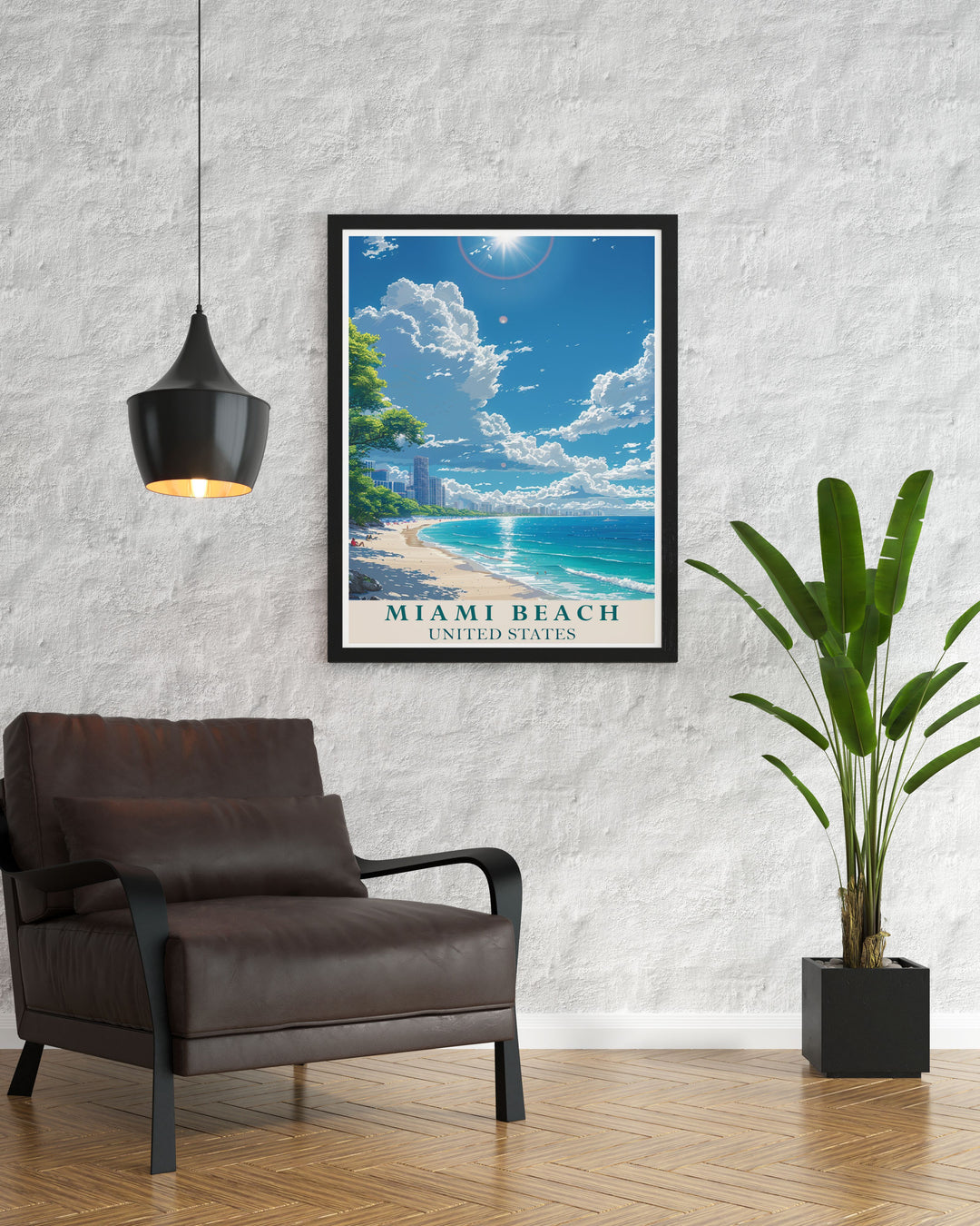 Stunning Miami beach Framed Prints showcasing the charm and beauty of Miami Beach an excellent addition to any living room or office decor bringing a touch of sophistication and style.