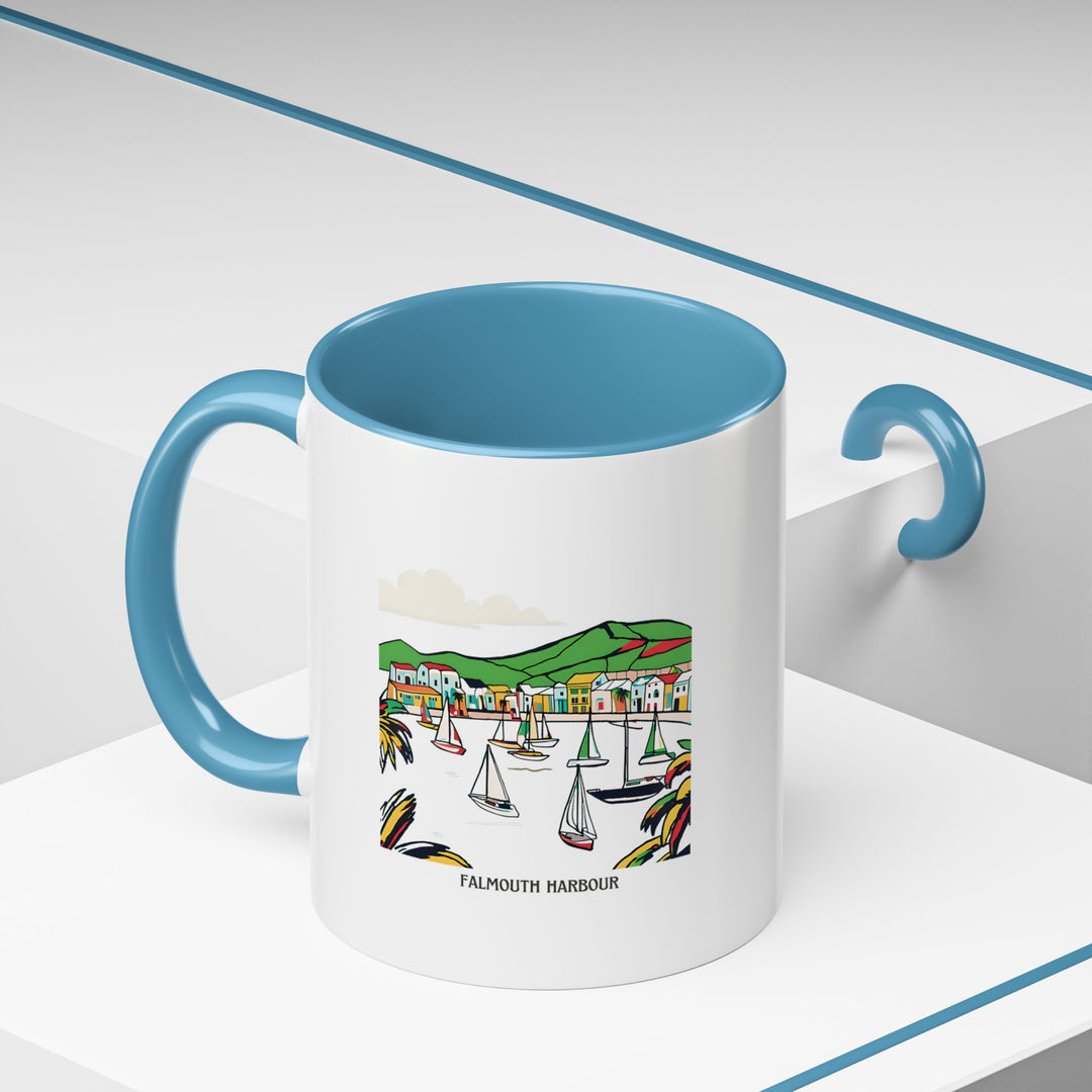 A stylish Falmouth Harbour mug with beautiful artwork capturing Cornwall’s coastline. Dishwasher and microwave safe, it is ideal for your favorite hot drinks. A perfect gift for anyone who loves Cornwall or the coastal landscape of Falmouth Harbour.