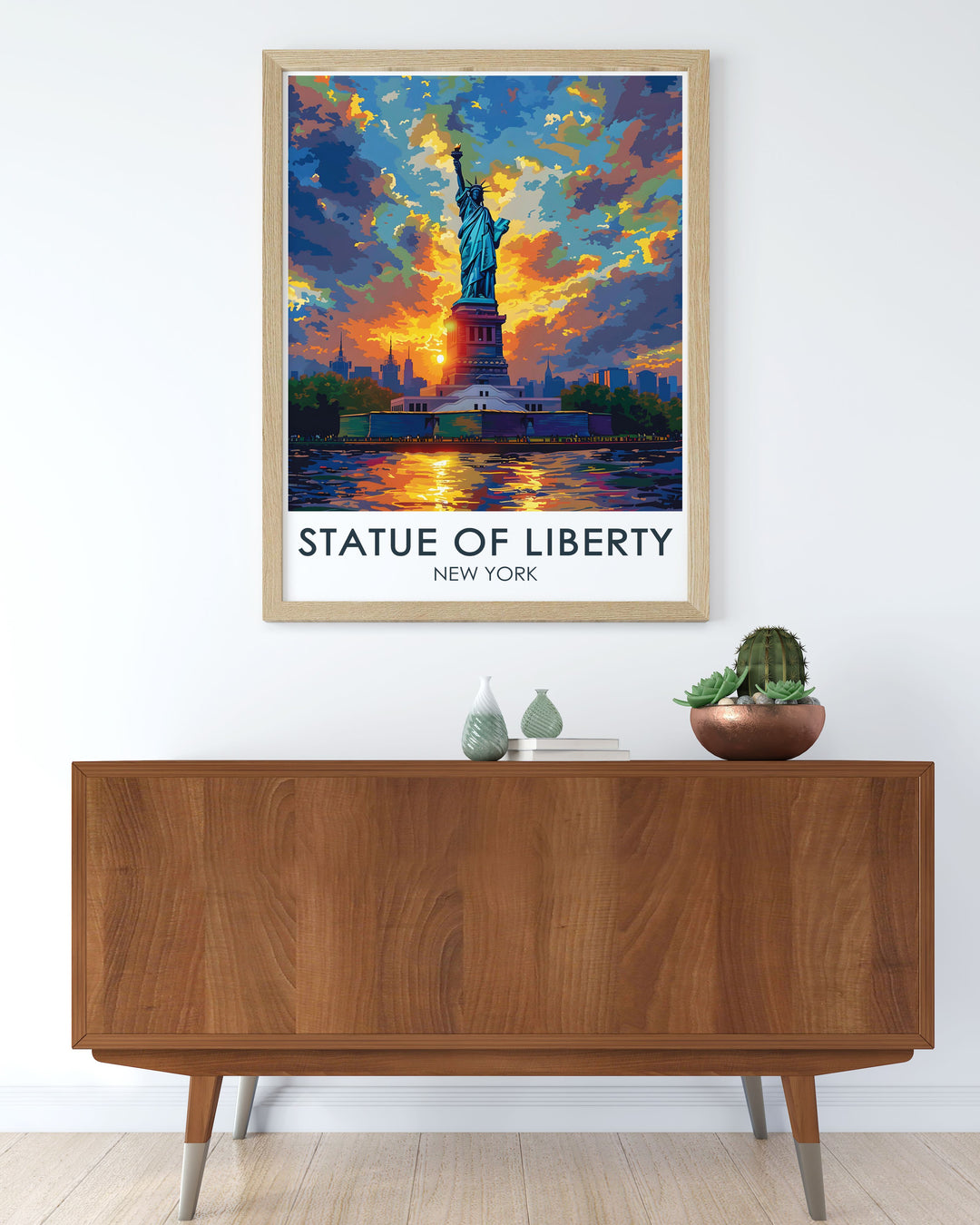 Hyde Park print highlighting the lush greenery and historical sites with a view of the statue of liberty perfect for adding elegance to any room in your home