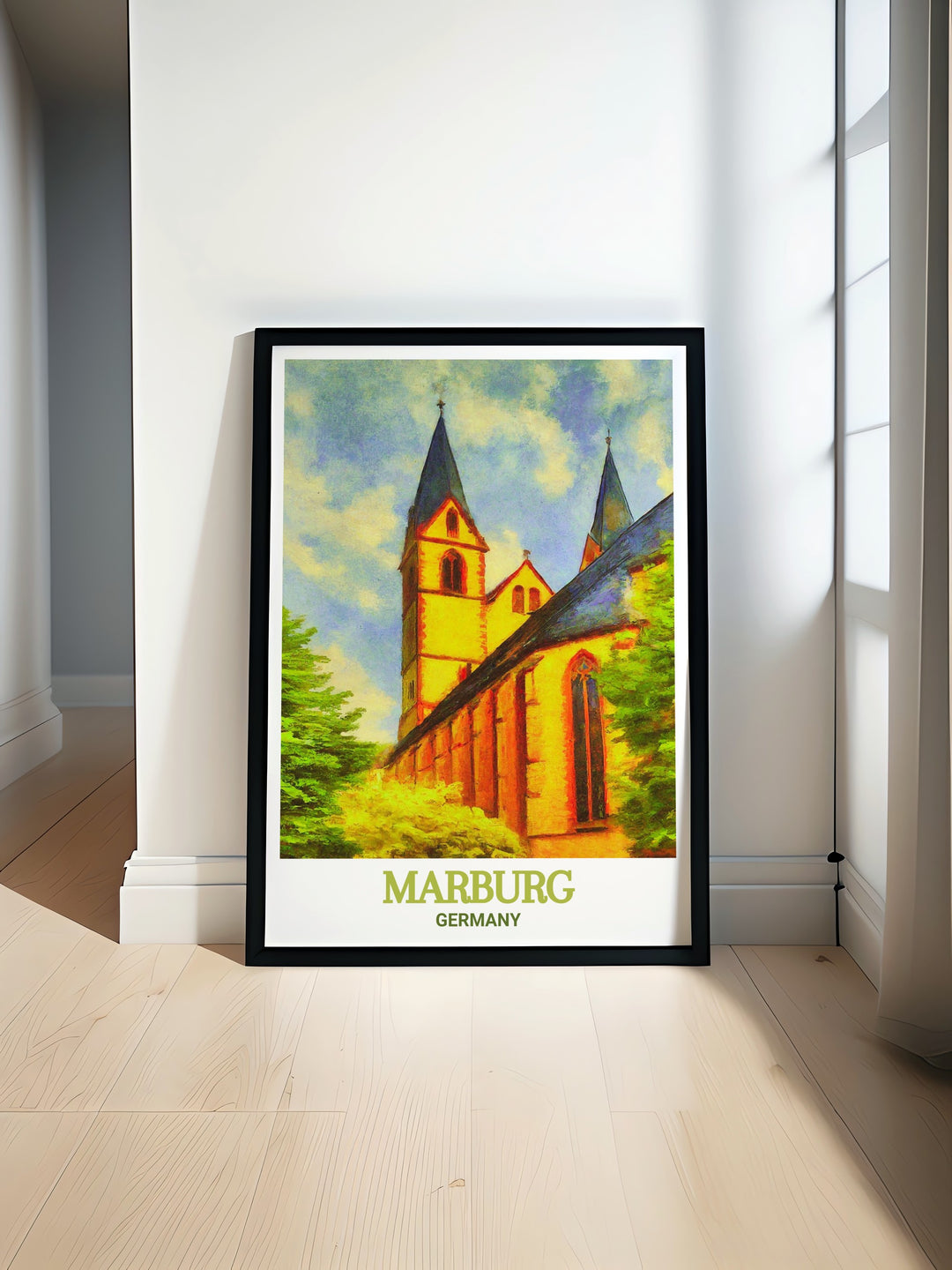 Discover the beauty of Marburgs St. Elizabeths Church with this detailed art print. Capturing the Gothic architecture and historical significance of this iconic landmark, this piece is a perfect addition to any home decor. Ideal for lovers of European history and architecture, it brings a touch of Germanys rich heritage into your space