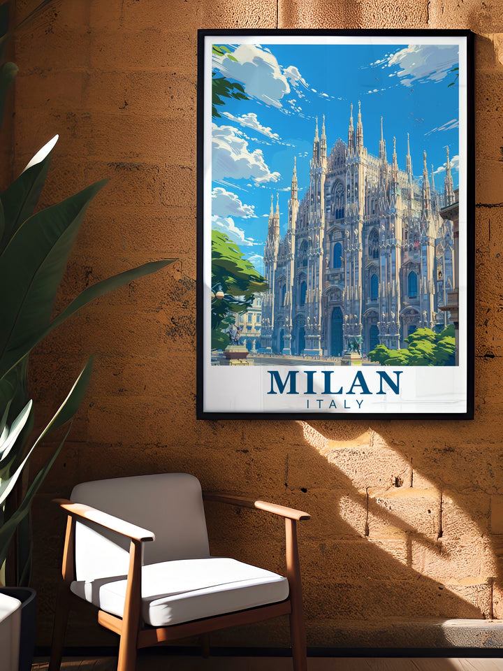 Duomo di Milano Canvas Art showcases one of Italys most renowned landmarks, capturing the gothic beauty of the cathedral and the vibrant energy of Milan. This travel poster is perfect for art lovers and travelers, offering a stunning visual reminder of Italys rich history.