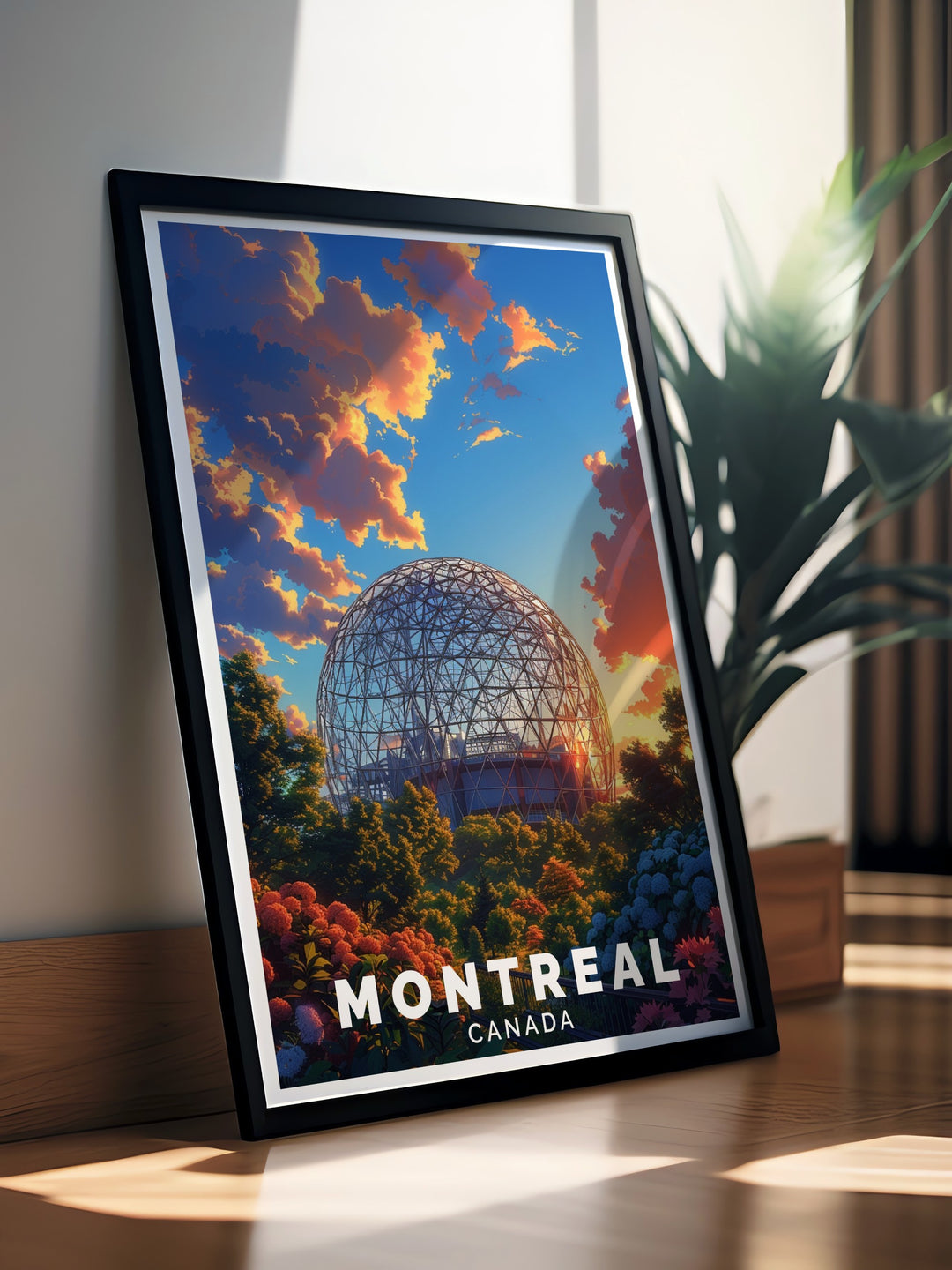 Bring a piece of Canadian history into your home with this Montreal Travel Print featuring the BioSphere. The design highlights the landmarks unique architecture and is ideal for adding a modern yet historic touch to your decor.