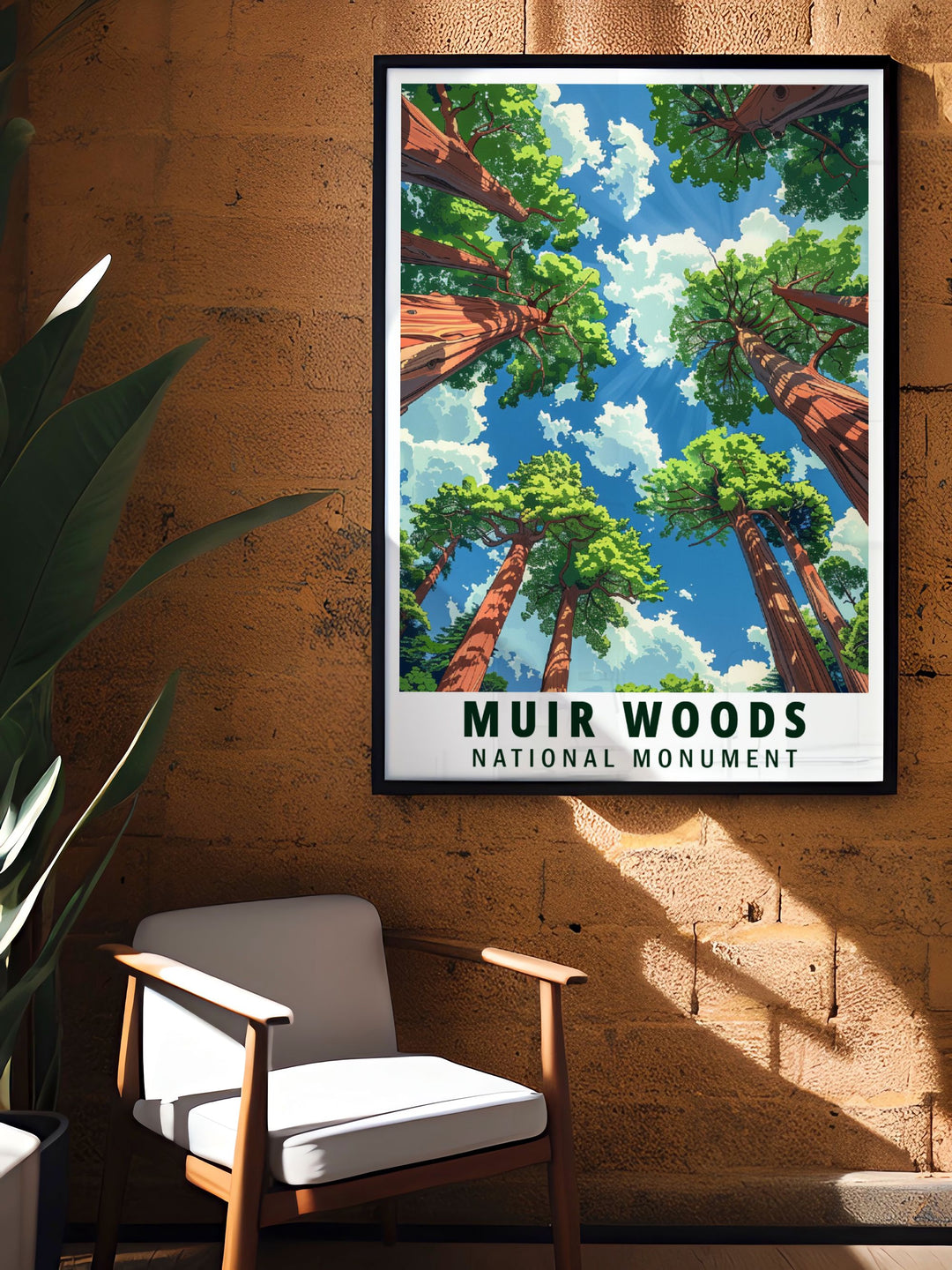 Redwood modern prints designed to bring a touch of nature into your home decor featuring the majestic beauty of Muir Woods National Monument and its serene landscapes