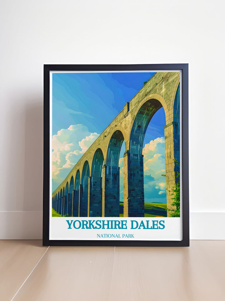 Add a piece of Yorkshires history and natural beauty to your walls with this Ribblehead Viaduct art print a stunning representation of the Yorkshire Dales perfect for collectors and those who appreciate the charm of Englands National Parks and iconic landmarks.