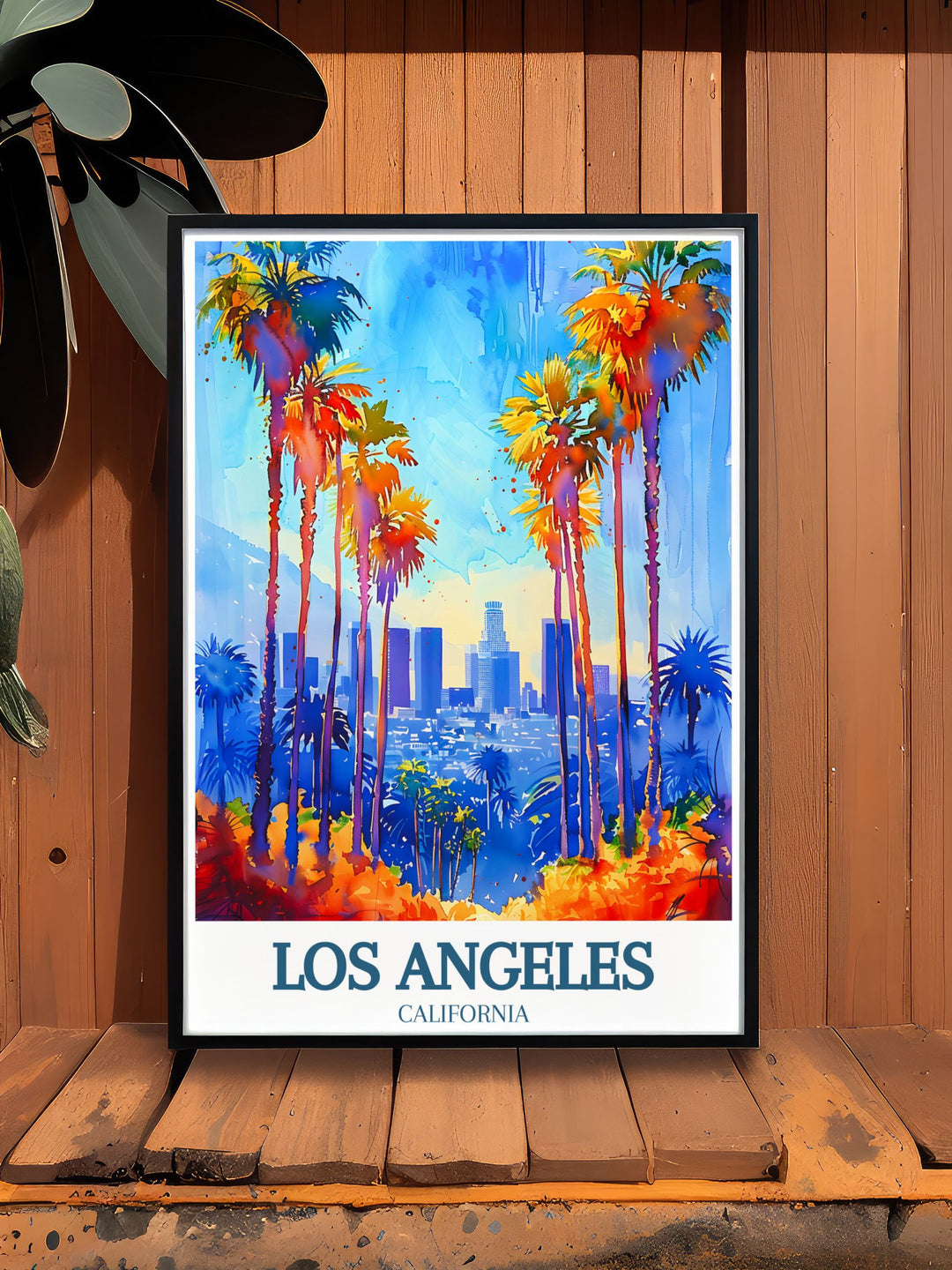 Downtown skyline wall art featuring the bustling cityscape of Los Angeles perfect for those who appreciate modern decor this print brings the iconic LA skyline into your living room creating a captivating focal point