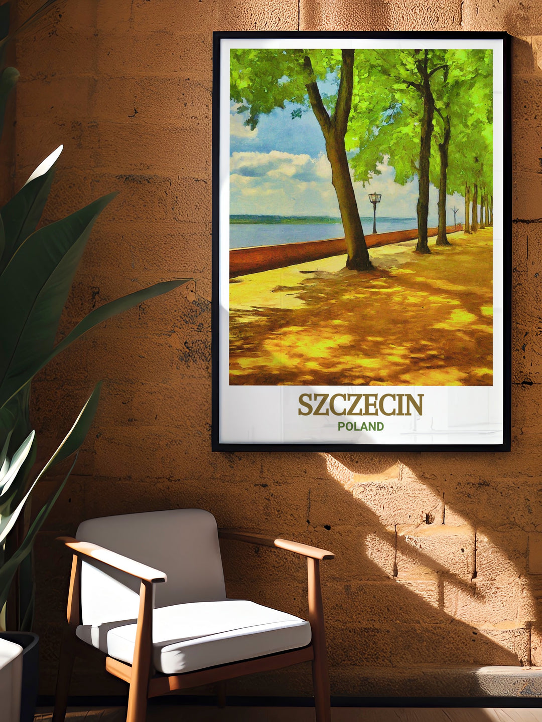 Beautiful Kasprowicz Park poster featuring lush greenery and serene pathways in Szczecin. This high quality print captures the essence of the park, making it a perfect addition to any home or office decor.