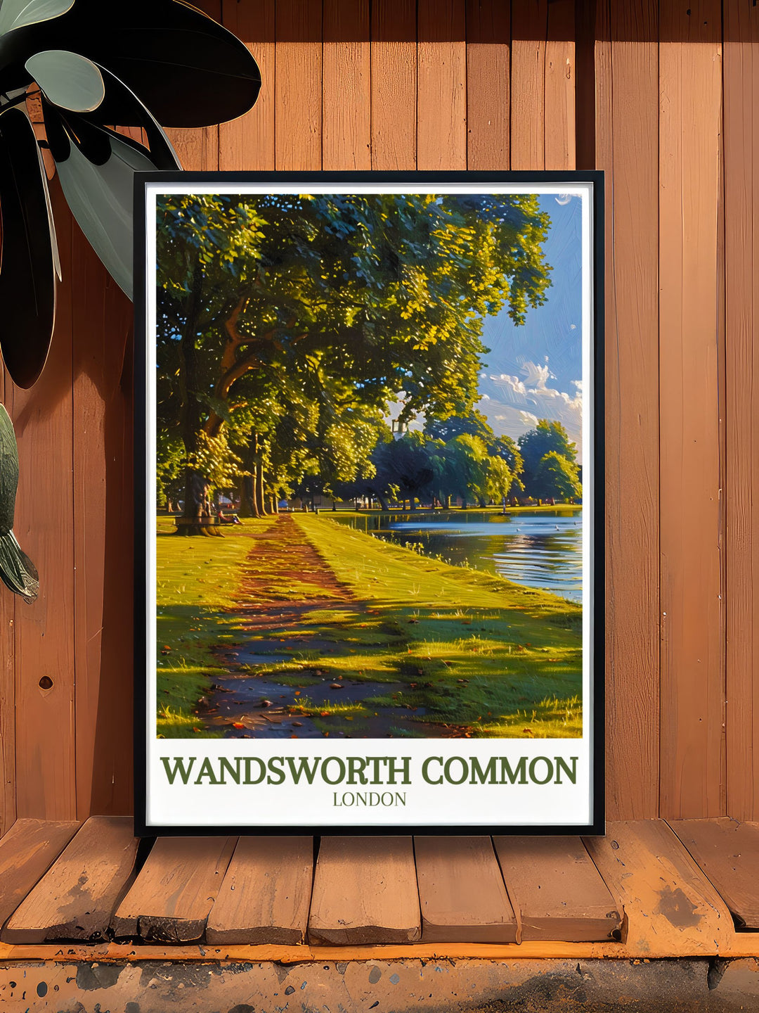 Bring the tranquility of Wandsworth Common into your home with this retro railway print. This artwork captures the essence of Wandsworth Park and the surrounding Clapham London area, perfect for those who appreciate nostalgic and elegant decor.