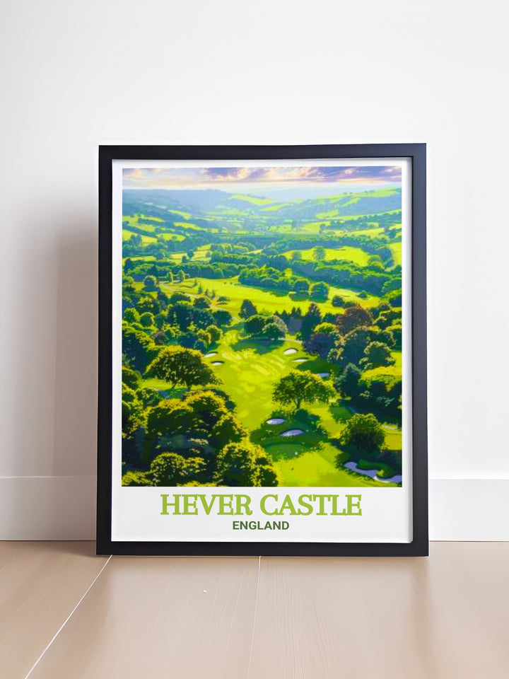 Stunning Hever Castle Golf Club art print designed as a perfect gift for travelers and golf lovers