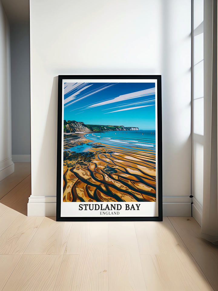 Studland Bay poster print featuring Middle Beach Dorset Beaches perfect for adding a touch of Englands coastal beauty to any home. This elegant wall art makes a great gift for travelers or anyone who loves Englands scenic landscapes and decor.