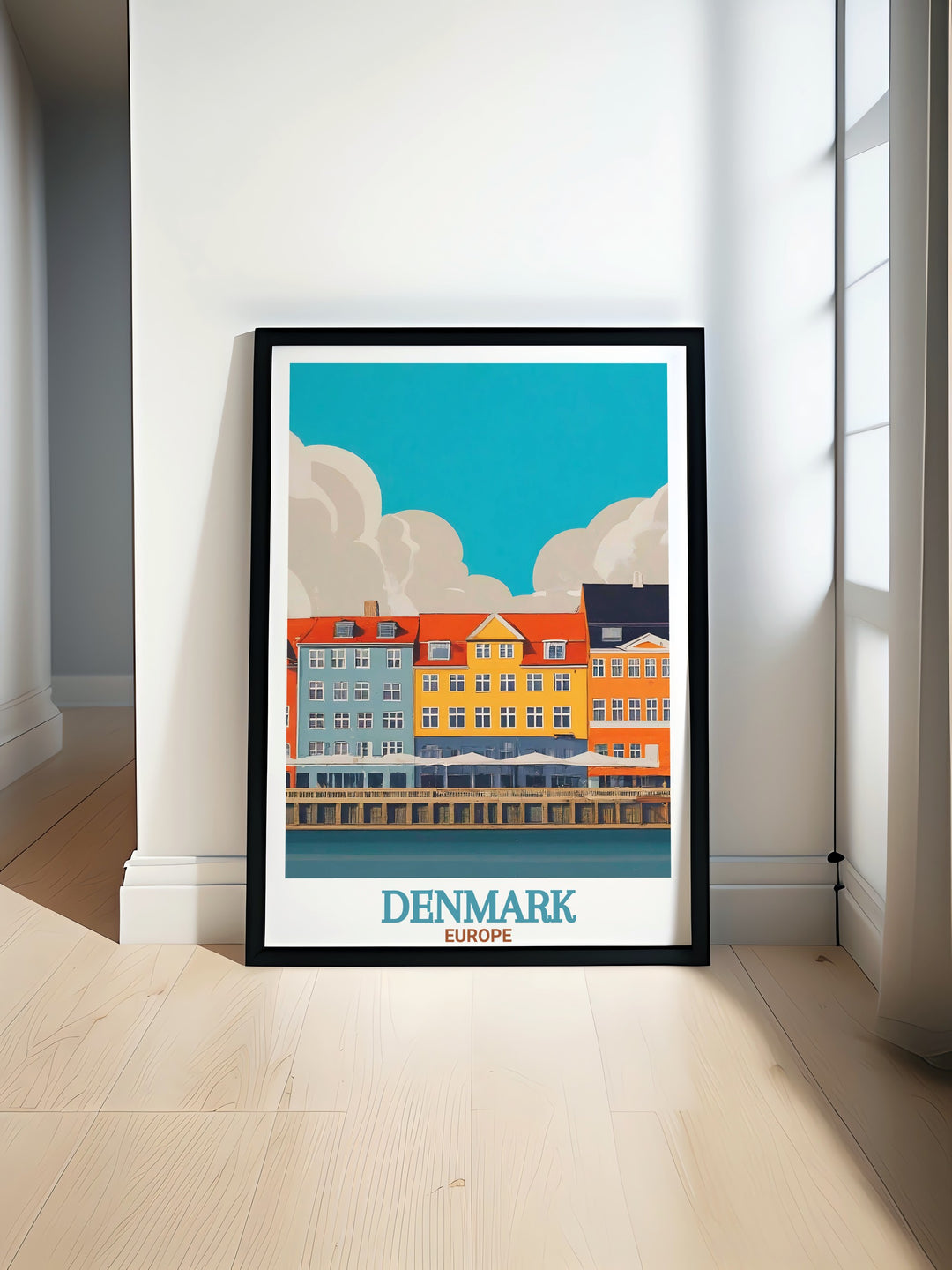 Beautiful wall art featuring Camberwell London and the scenic Ruskin Park bandstand alongside the colorful Nyhavn waterfront in Copenhagen creating a unique blend of two iconic destinations perfect for home decor or a thoughtful art gift