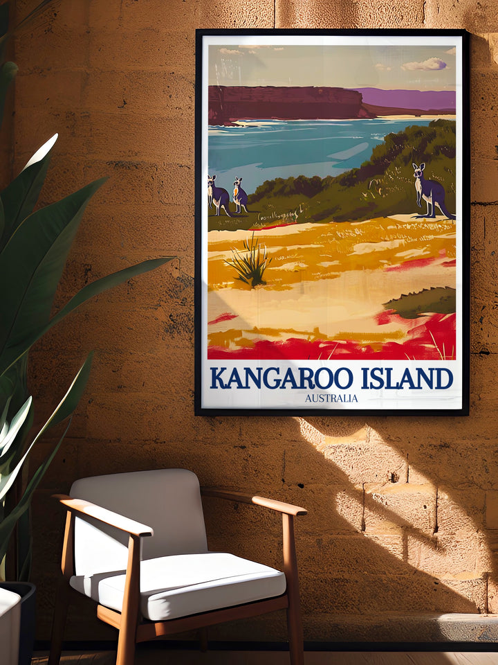 This beautiful Kangaroo Island travel print brings the rich landscapes of Flinders Chase National Park and Remarkable Rocks into your home. The perfect piece for Australia lovers and travelers alike.