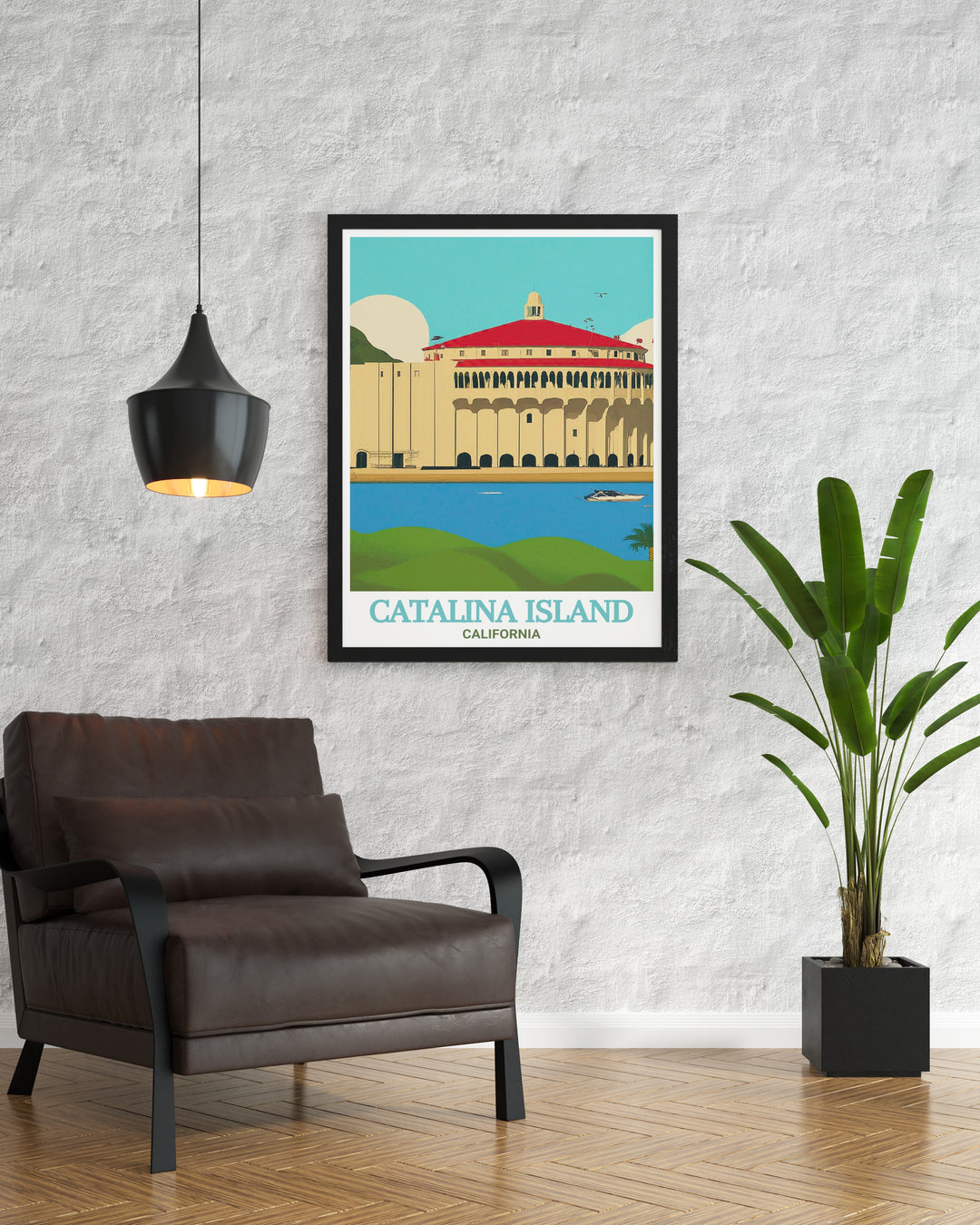 Explore the iconic beauty of Catalina Island with this detailed art print, highlighting the majestic Catalina Casino and the islands serene landscapes. Perfect for adding a touch of Californias coastal charm to your home decor.