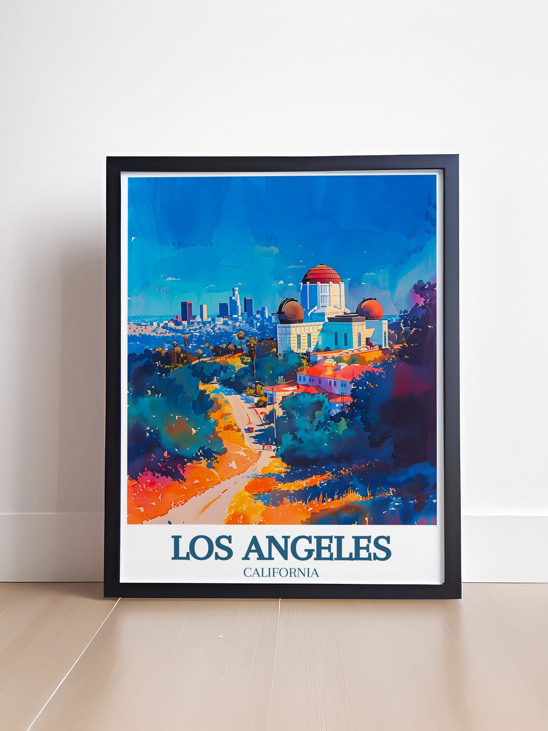 Elegant Los Angeles wall art featuring Mount Hollywood and Griffith park adding a touch of sophistication and urban charm to any living room or office space