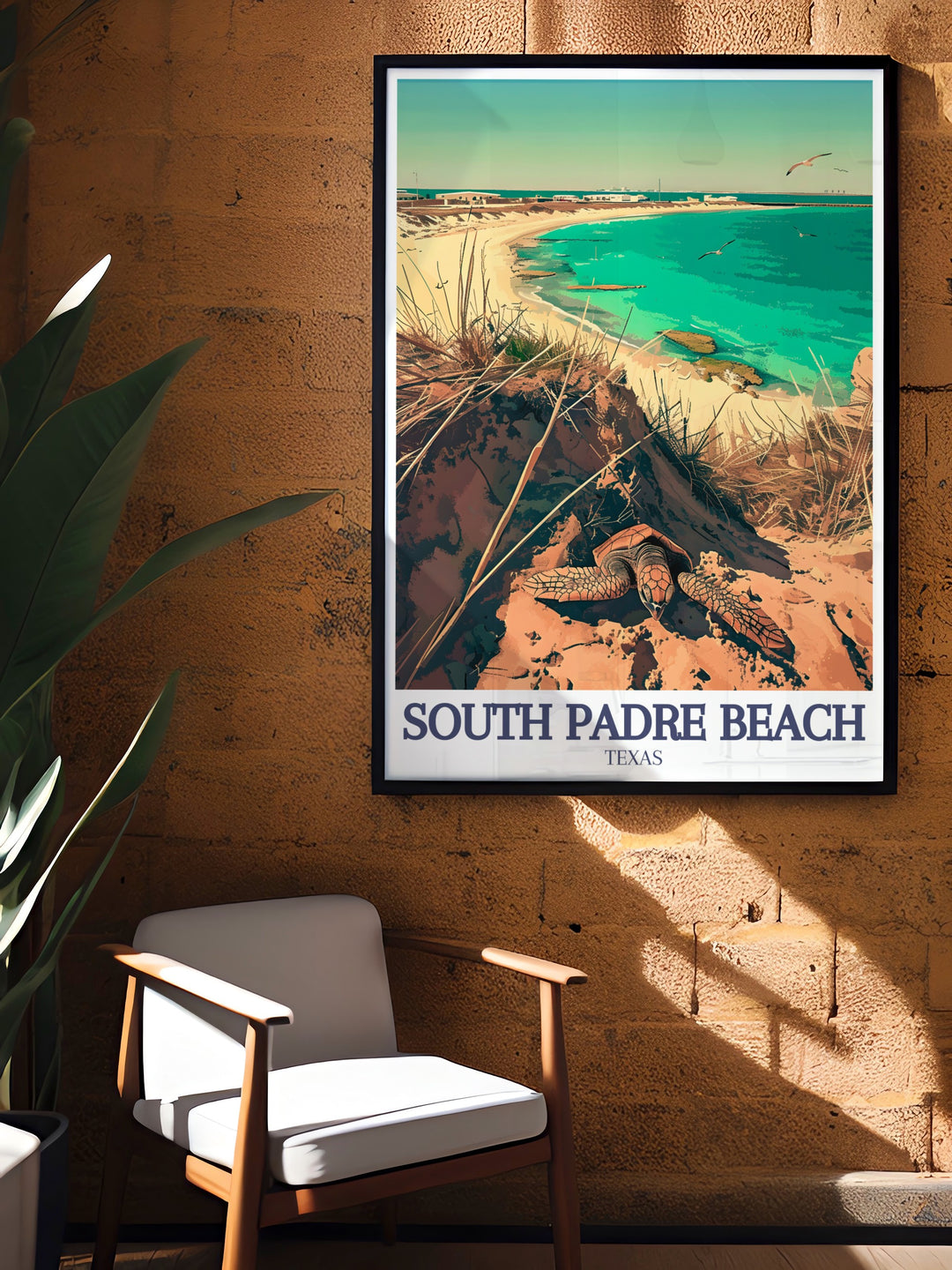 A stunning travel print showcasing the natural beauty of South Padre Beach and Malaquite Beach. This poster highlights the serene atmosphere of these iconic Texas beaches, with intricate detailing and vibrant colors that bring the Gulf Coast to life in your home. A perfect addition for beach enthusiasts and travel decor lovers.