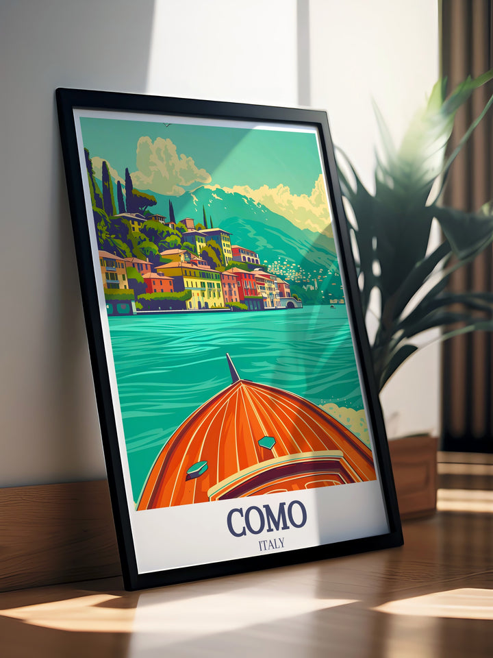 This vintage Royal Scotsman print captures the elegance of Scotland travel and the Art Deco railway era. Paired with Lake Como Bellagio Village framed prints, it makes a perfect decor addition for those who love iconic travel destinations.