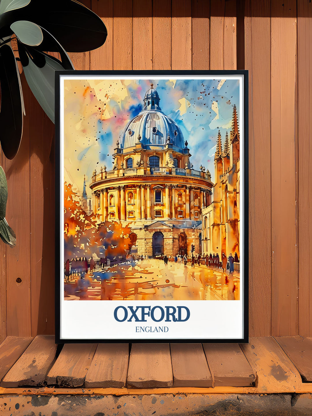 Detailed Oxford wall art print with Radcliffe Camera and Bodleian Library perfect for adding British charm to any living room or bedroom decor