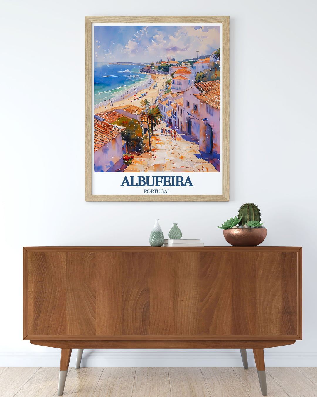 Albufeira wall art featuring the stunning Praia da Oura, designed to bring a sense of peace and coastal beauty to your home decor.