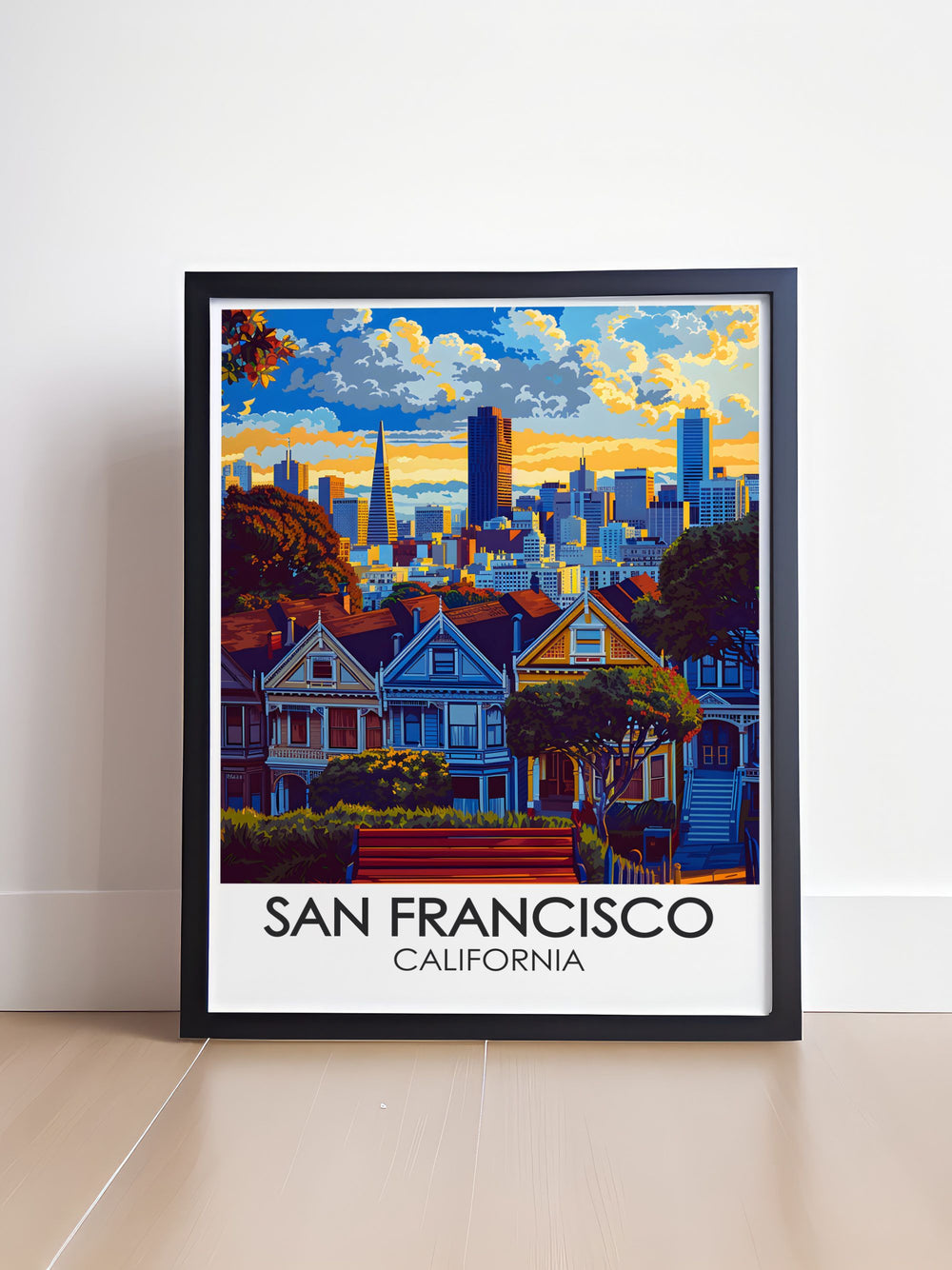 Celebrate the iconic Painted Ladies of San Francisco with this Vintage Poster. The homes rich colors and intricate details are brought to life in this artwork, offering a stylish addition to your wall decor that embodies the charm and history of the West Coast.