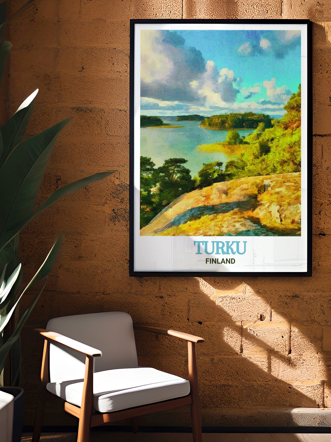 Enhance your home with this custom print of the Turku Archipelago, depicting the serene beauty of the Finnish coastline. This artwork is ideal for those who appreciate the unique charm of Nordic landscapes and want to bring a piece of Finland into their living space.