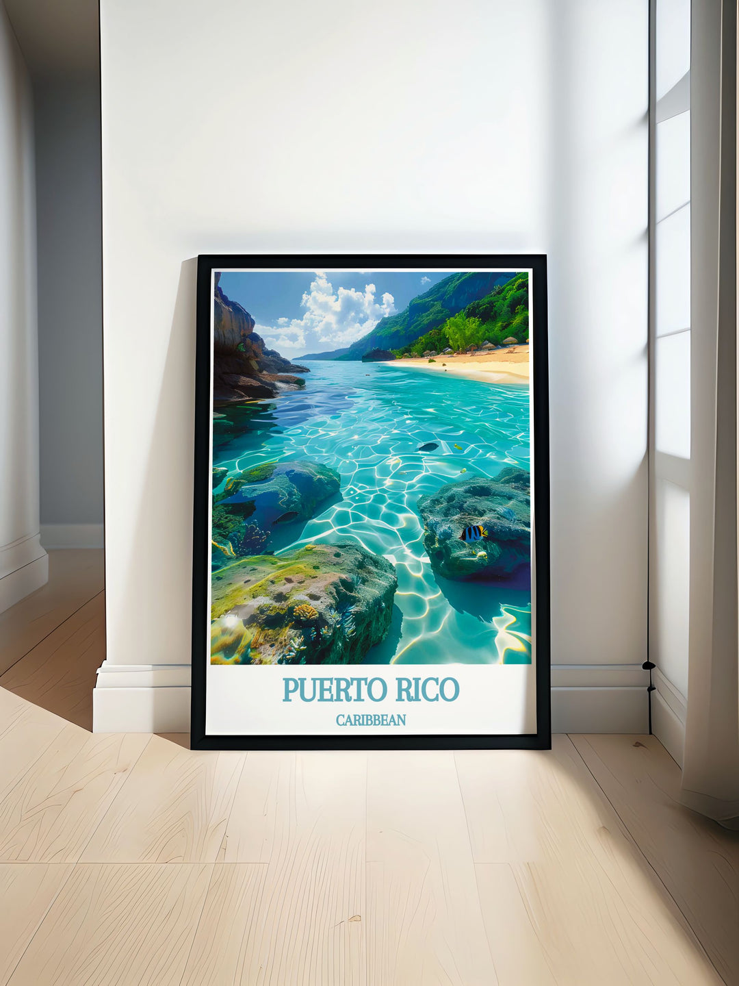 Stunning Puerto Rico poster featuring the iconic CARIBBEAN, Culebra and Vieques Biosphere Reserve with vibrant colors perfect for home decor or gifts. Ideal for those who appreciate Arecibo artwork and travel poster prints with a vintage touch.