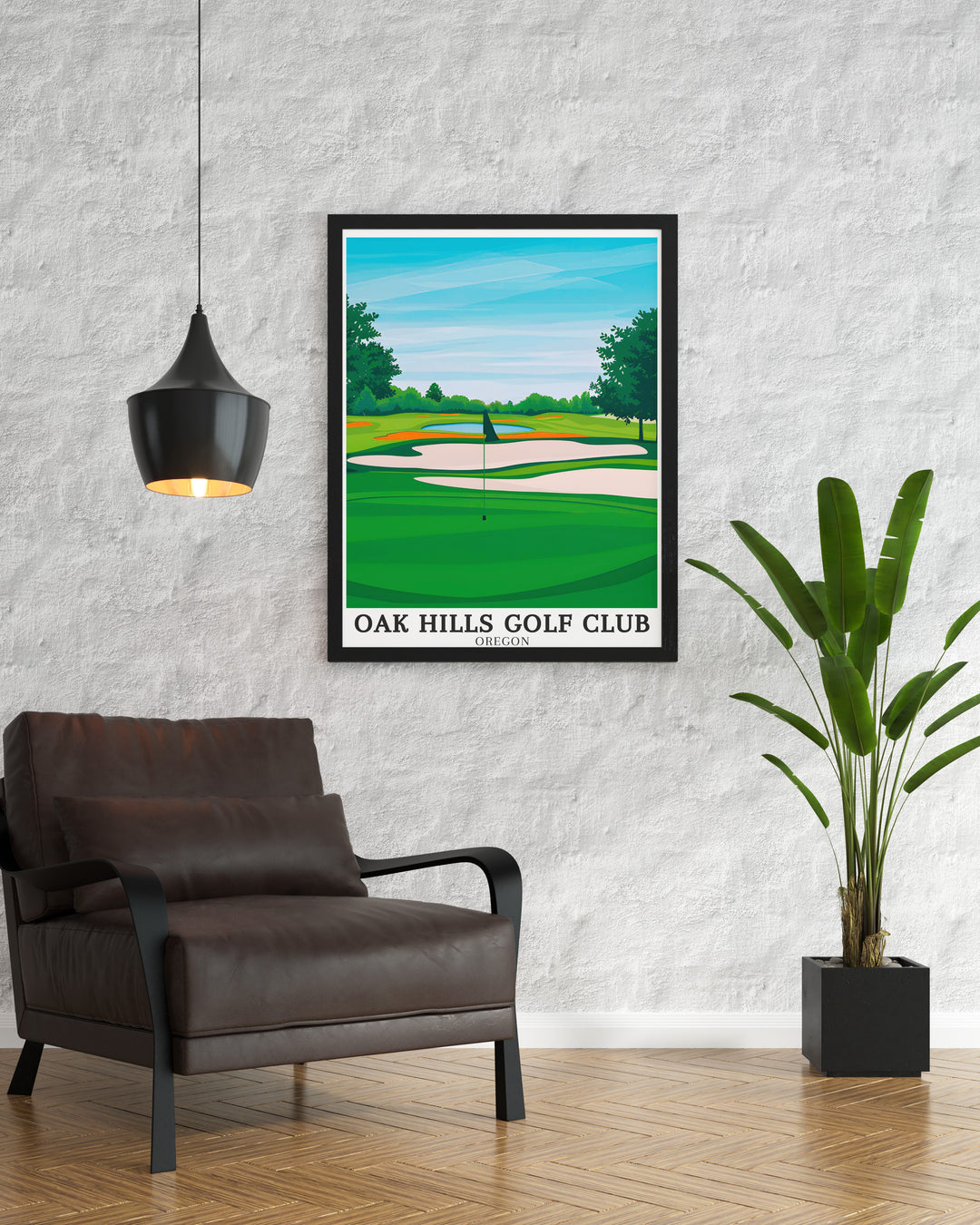 Featuring the stunning layout of Oak Hills Golf Club, this poster art is ideal for any golf lovers wall. The 18 hole course, located in Sutherlin, Oregon, is beautifully illustrated in this print, making it a must have for those who admire the sport and the beauty of outdoor landscapes.