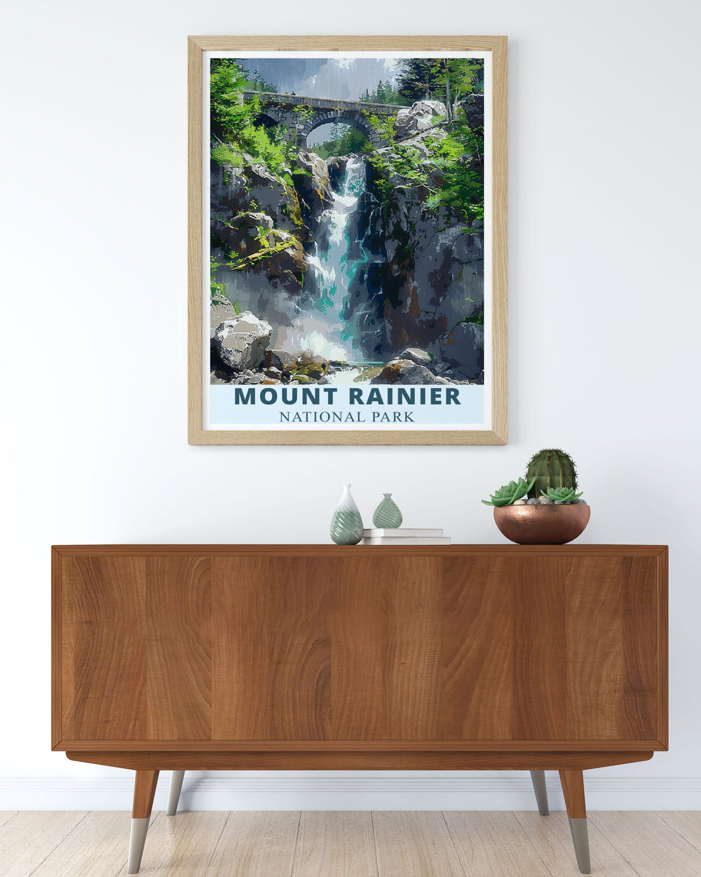 Christine Falls framed prints offer a touch of sophistication capturing the cascading waters of this hidden gem within Mount Rainier National Park perfect for modern decor and stunning living room enhancements with elegant and timeless artwork