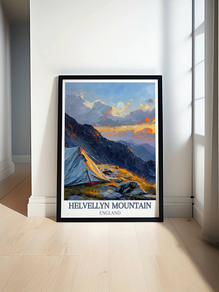 Striding Edge poster showcasing the breathtaking views of the Lake District perfect for adding a touch of nature to your home decor a must have for hiking enthusiasts and nature lovers a timeless tribute to the iconic landscape of Striding Edge and Helvellyn Mountain