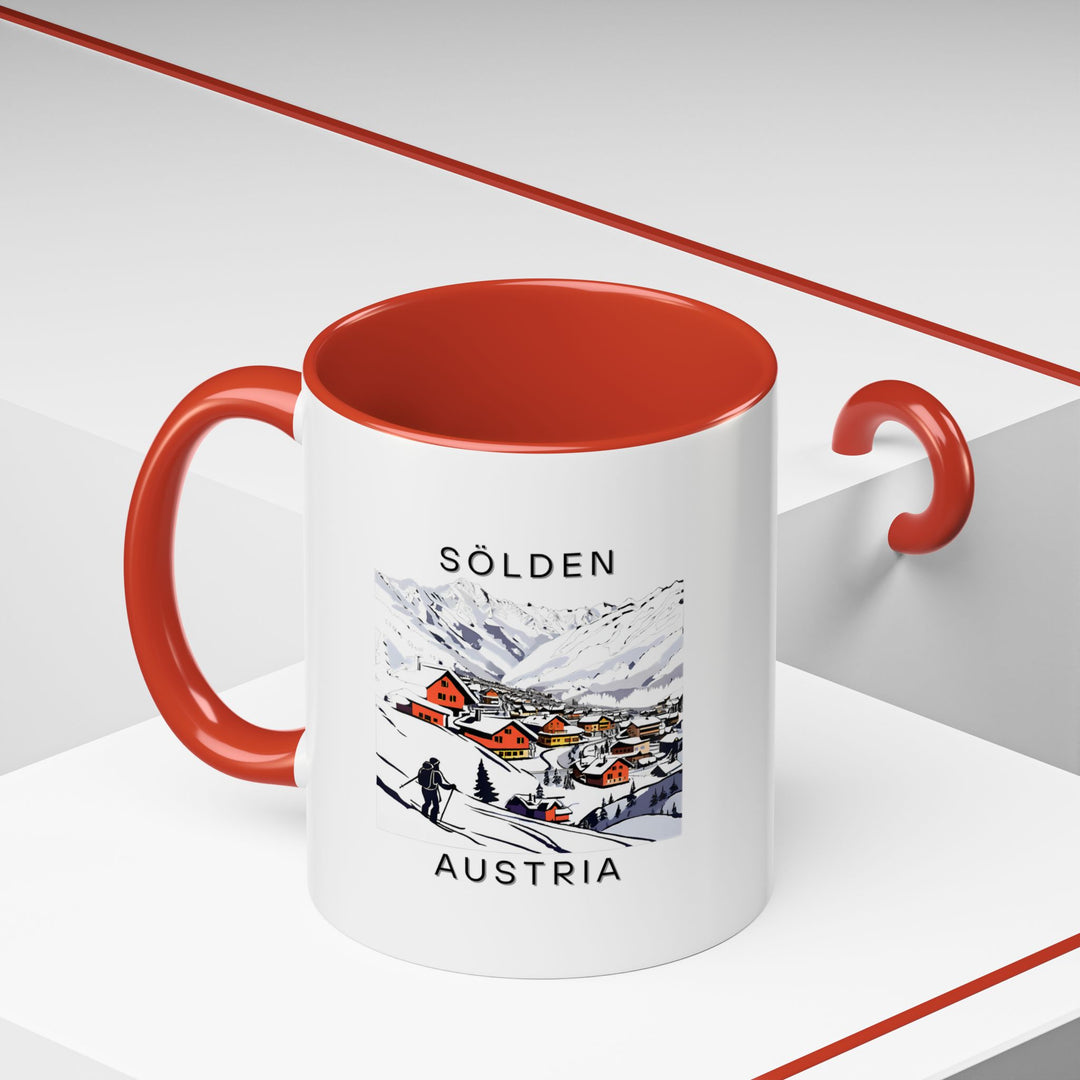 The Sölden Austria mug is a perfect keepsake for travelers who love the mountains. Made from durable ceramic, it features a detailed design of the town’s famous ski resort. Enjoy your coffee or tea in style, knowing it’s dishwasher and microwave safe.