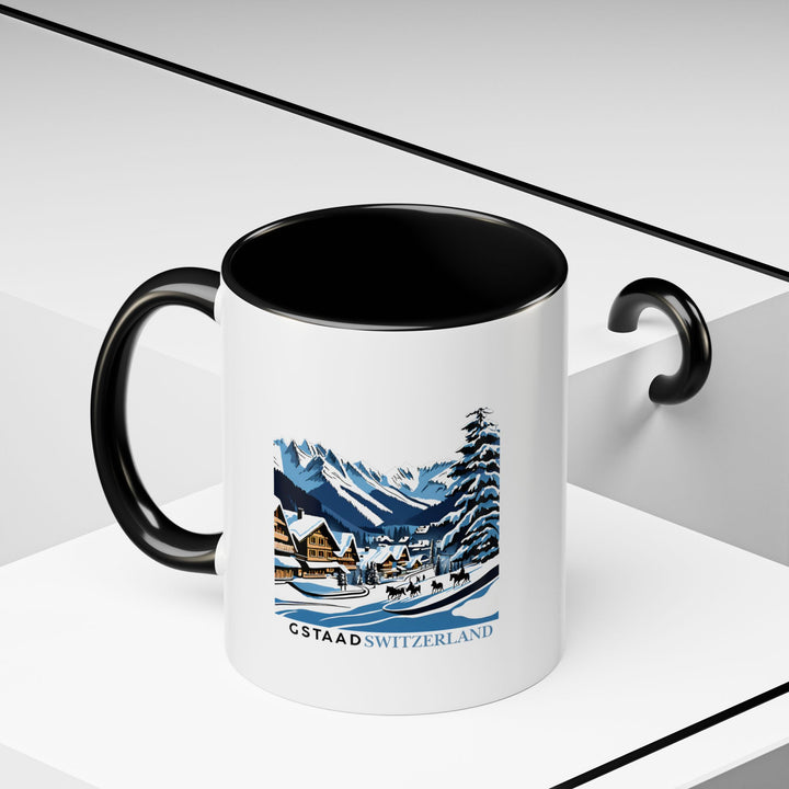 Enjoy the charm of Gstaad every day with this ceramic mug featuring stunning designs inspired by the region. Dishwasher-safe and practical, it is perfect for coffee or tea lovers and makes a meaningful gift.