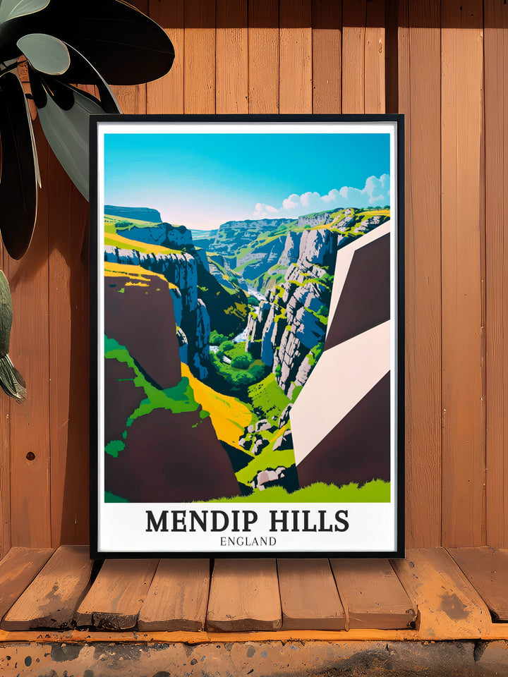 This Mendip Hills wall art showcases the iconic Cheddar Gorge and the surrounding Somerset landscapes. Ideal for those who appreciate natural beauty, this print captures the essence of the AONB in stunning detail.